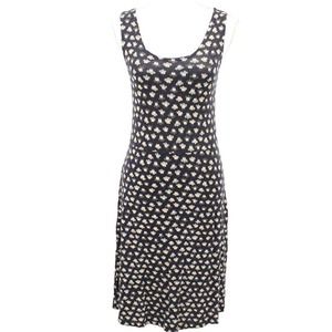 Gudrun Sjoden Sleeveless Jersey Dress Lyocell Pocket Navy Blue Cream Size Small